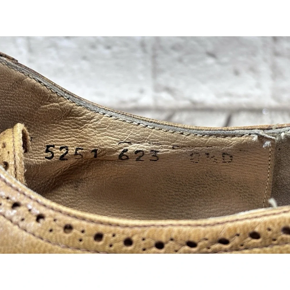 Salvatore Ferragamo Men's Tan Leather Wingtip Oxford Brogue‎ Shoes 8.5D Italy